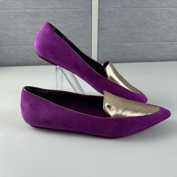 TED BAKER London Oleshky Magenta And Gold Pointy Toe Flats Size 9‎ - Picture 1 of 12